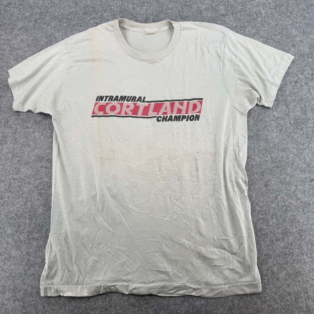 Vintage Screen Stars Intramural Cortland Champion T-Shirt Gray XL Single Stitch